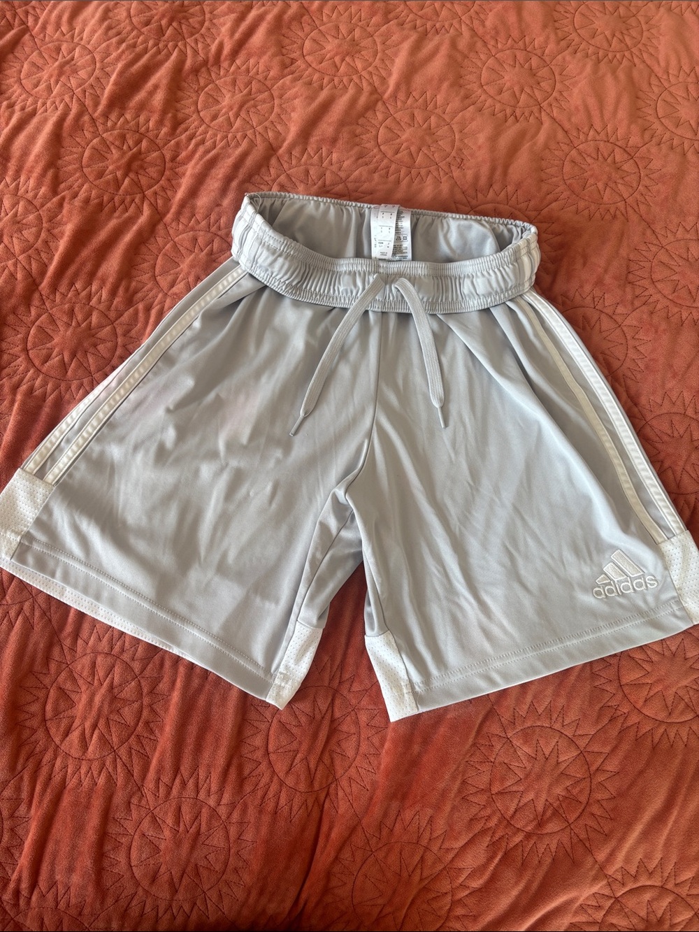 adidas Light Gray Athletic Shorts with Side Stripes